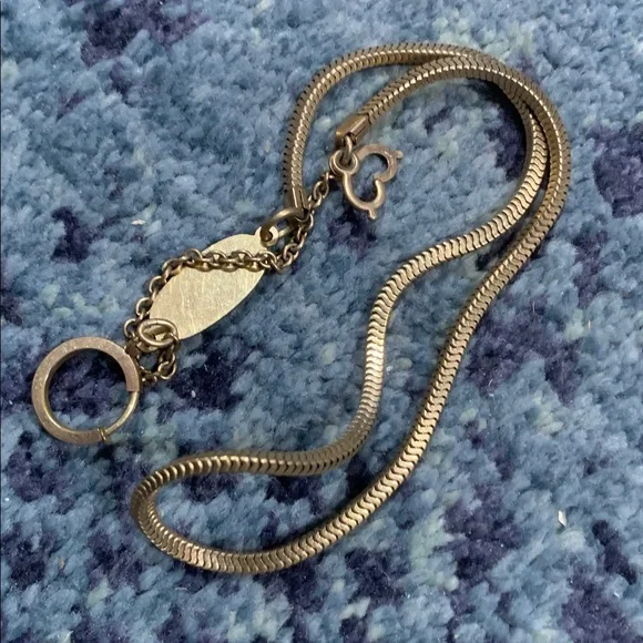 Vintage 12k Gold 19” snake Chain Fob for a Pocket Watch w two clasps - Picture 8 of 9